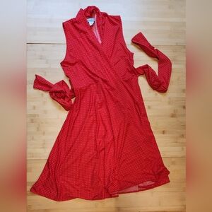 Karina Easy Dress, Ruby style, red with white pin dots, S/M